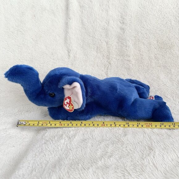 Ty Beanie Buddy Peanut Royal Blue Elephant With Tag 1998 Vintage Plush - Picture 5 of 5